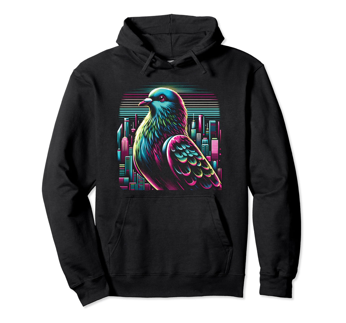 Pigeon City Vaporwave Vivid 80S 90S Era Hoodie - Unique Graphic Unisex