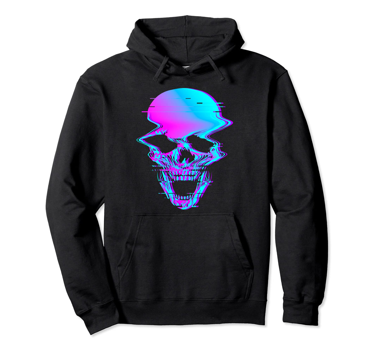 Skull Glitch Creepy Eboy Egirl Vaporwave Hoodie - Trendy Graphic Men Women