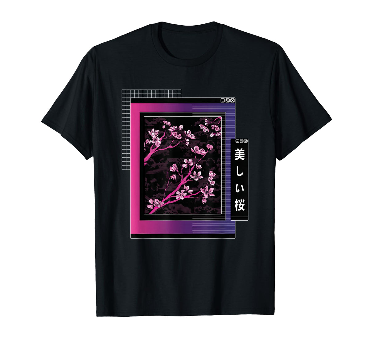 Cherry Blossom Night Aesthetic Lofi T-Shirt - Fun Novelty Design Men Women