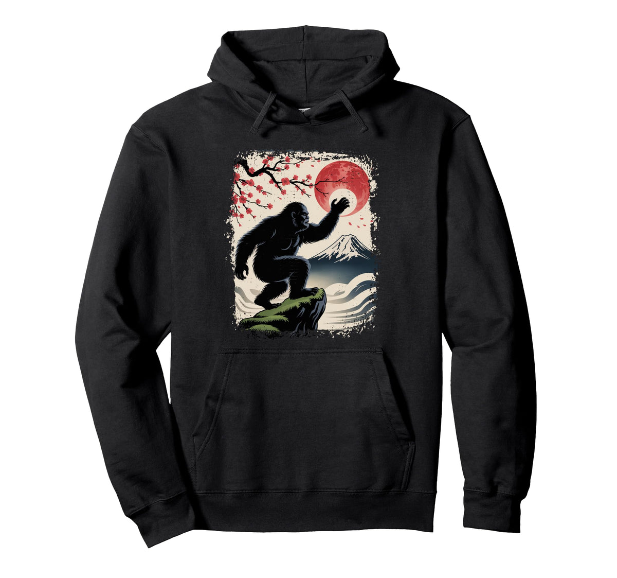 Sasquatch Bigfoot Japanese Vibes Art Hoodie - Graphic Print Men Women