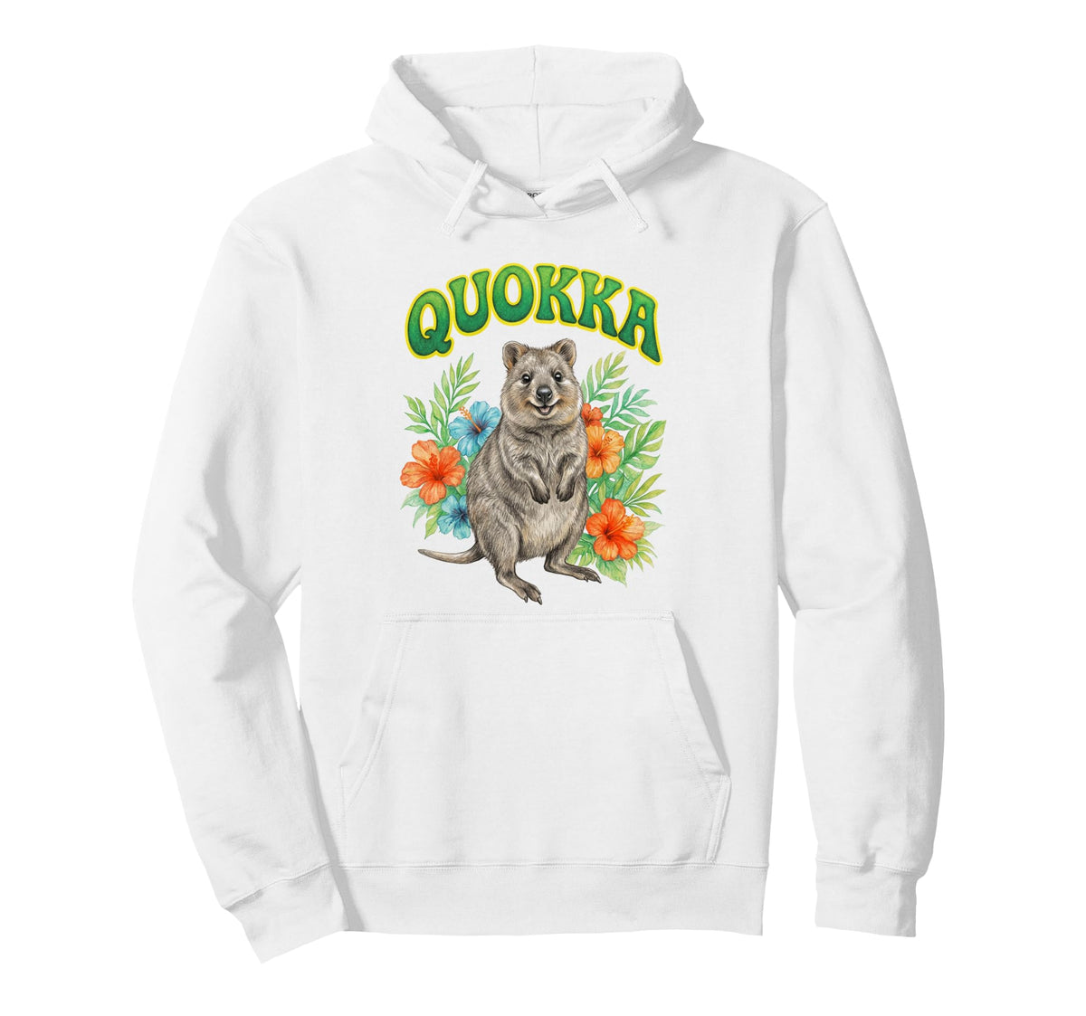 Quokka Groovy Floral Quokka Watercolor Hoodie - Minimalist Print Unisex