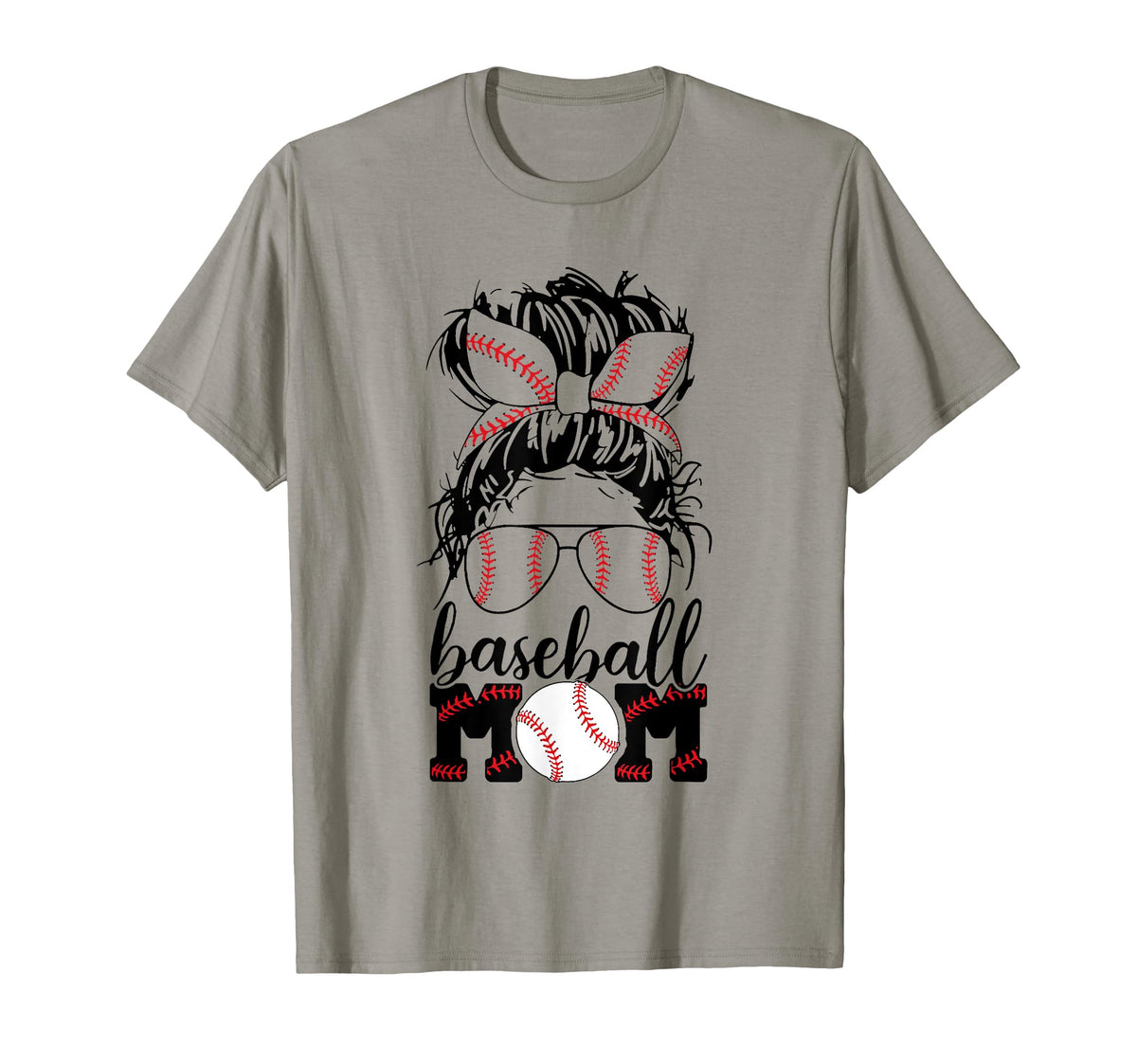 Mom Life Baseball Mom Messy Bun Mothers T-Shirt - Streetwear Style Unisex