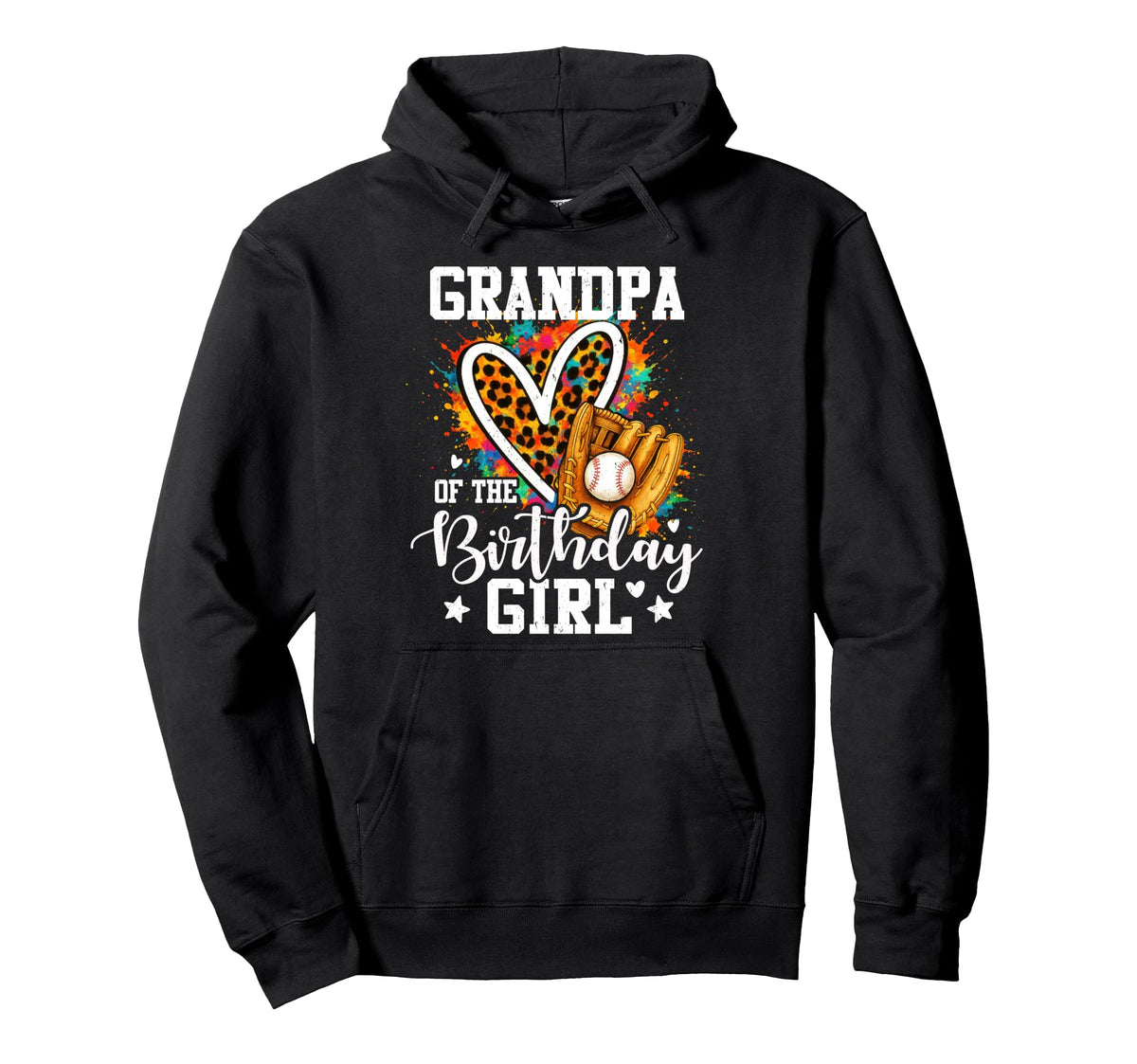 Grandpa Birthday Baseball Leopard Colorful Hoodie - Graphic Print Men Women