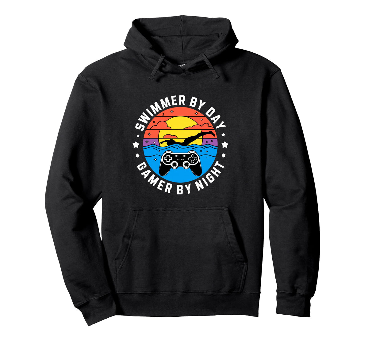 Swimmer Day Gamer Night Gaming Swimming Hoodie - Unique Graphic Unisex