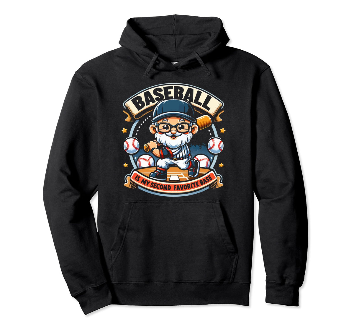 Baseball Grandpa Grandfather Gramps Hoodie - Unique Graphic Men Women