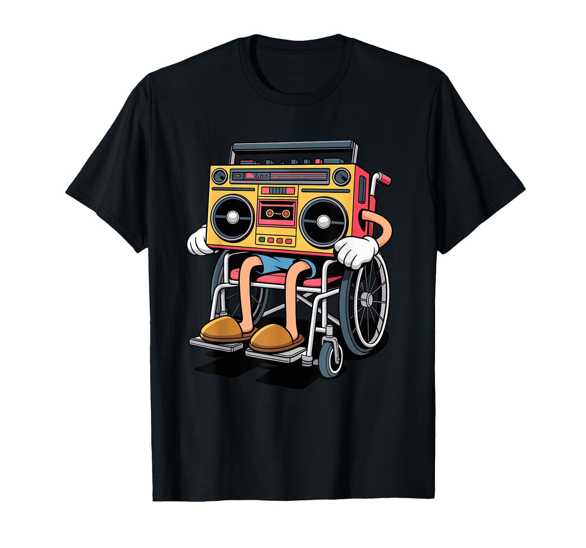 Wheelchair Boombox Old School 80S Music Hip T-Shirt - Graphic Print Unisex