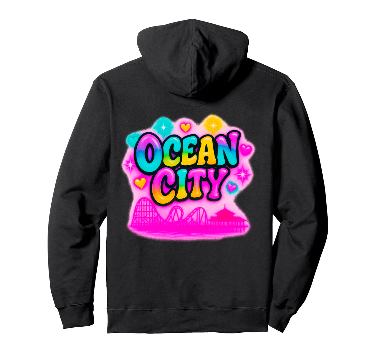 Ocean City Maryland Rainbow Boardwalk Hoodie - Custom Art Print Men Women