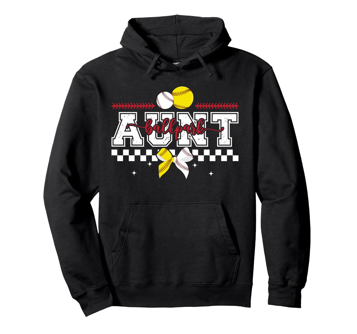 Ballpark Aunt Baseball Softball Aunt Ballers Hoodie - Trendy Graphic Unisex