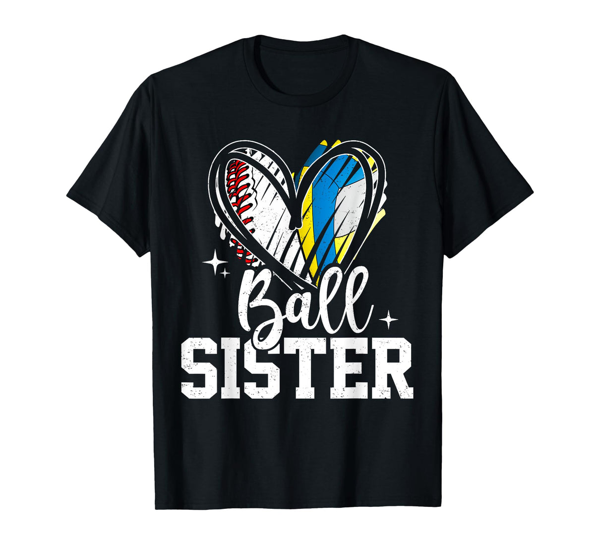 Ball Sister Baseball Volleyball Sister T-Shirt - Graphic Print Men Women