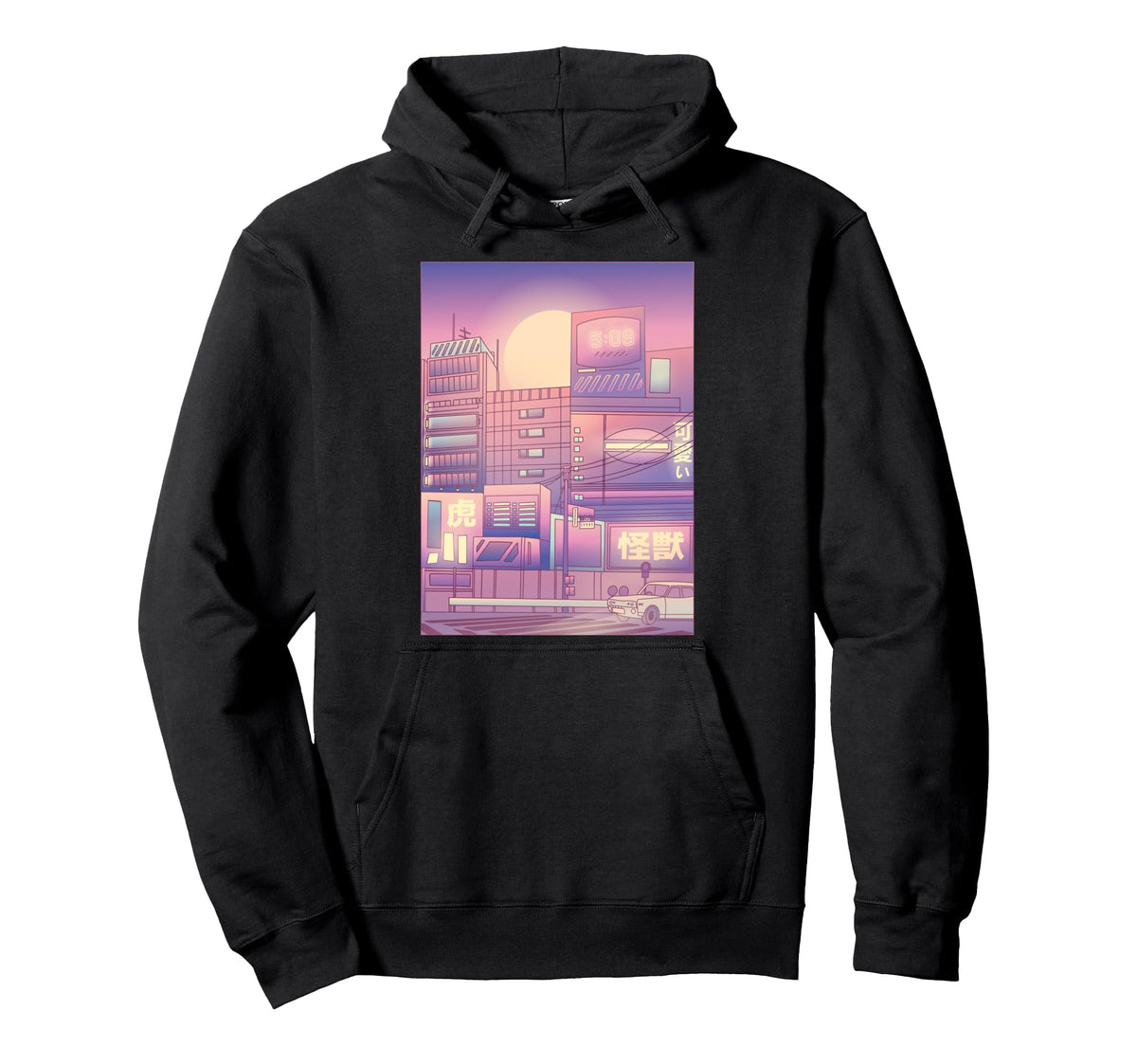 Futuristic Japanese City Vaporwave 80S Hoodie - Minimalist Print Men Women