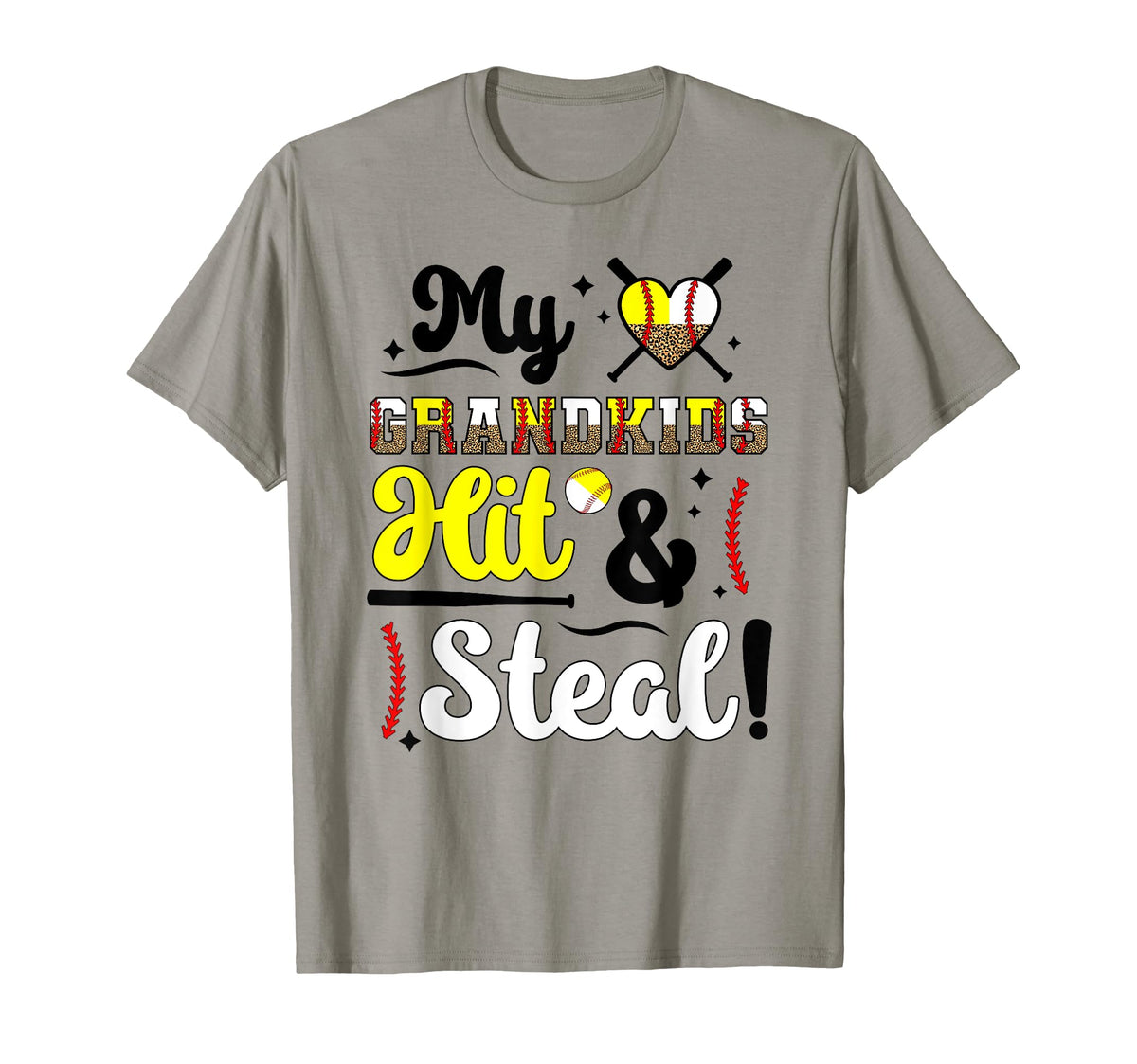 Grandkids Hit Steal Baseball Softball T-Shirt - Graphic Print Men Women
