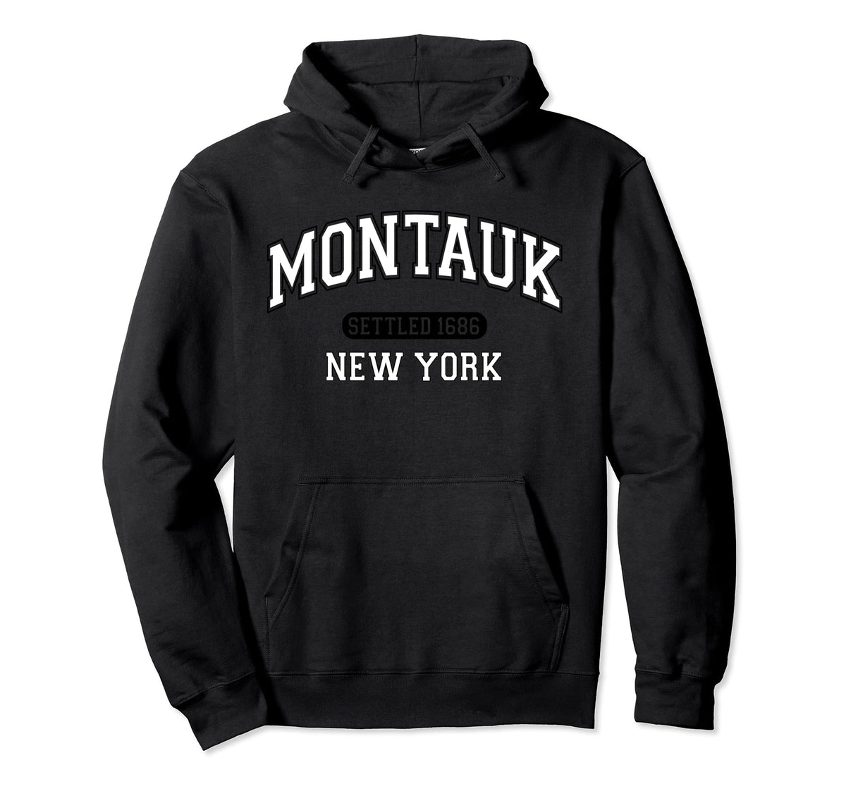 Montauk New York Sports White Black Hoodie - Aesthetic Graphic Men Women