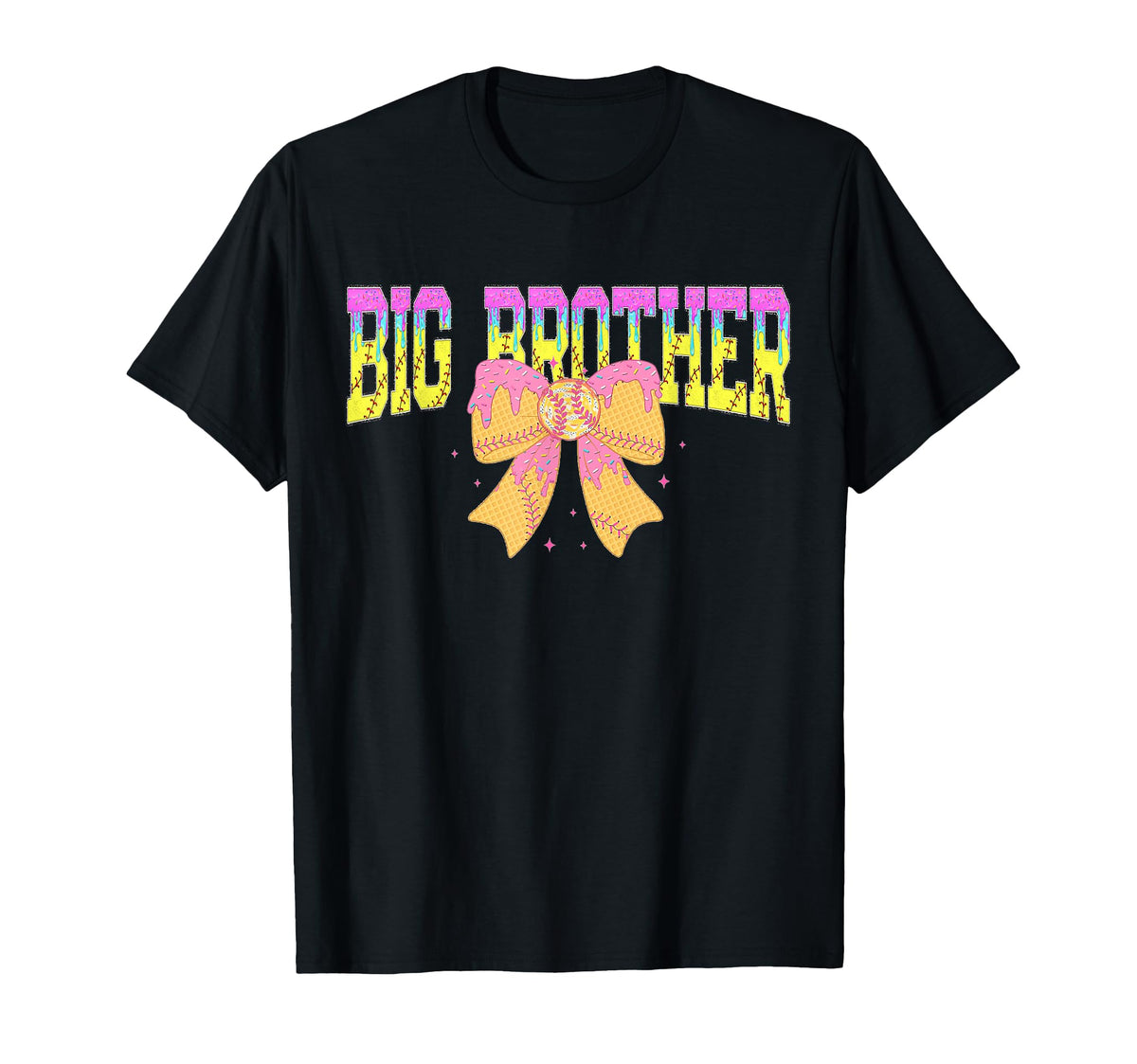 Softball Big Brother Ice Cream T-Shirt - Casual Everyday Wear Men Women