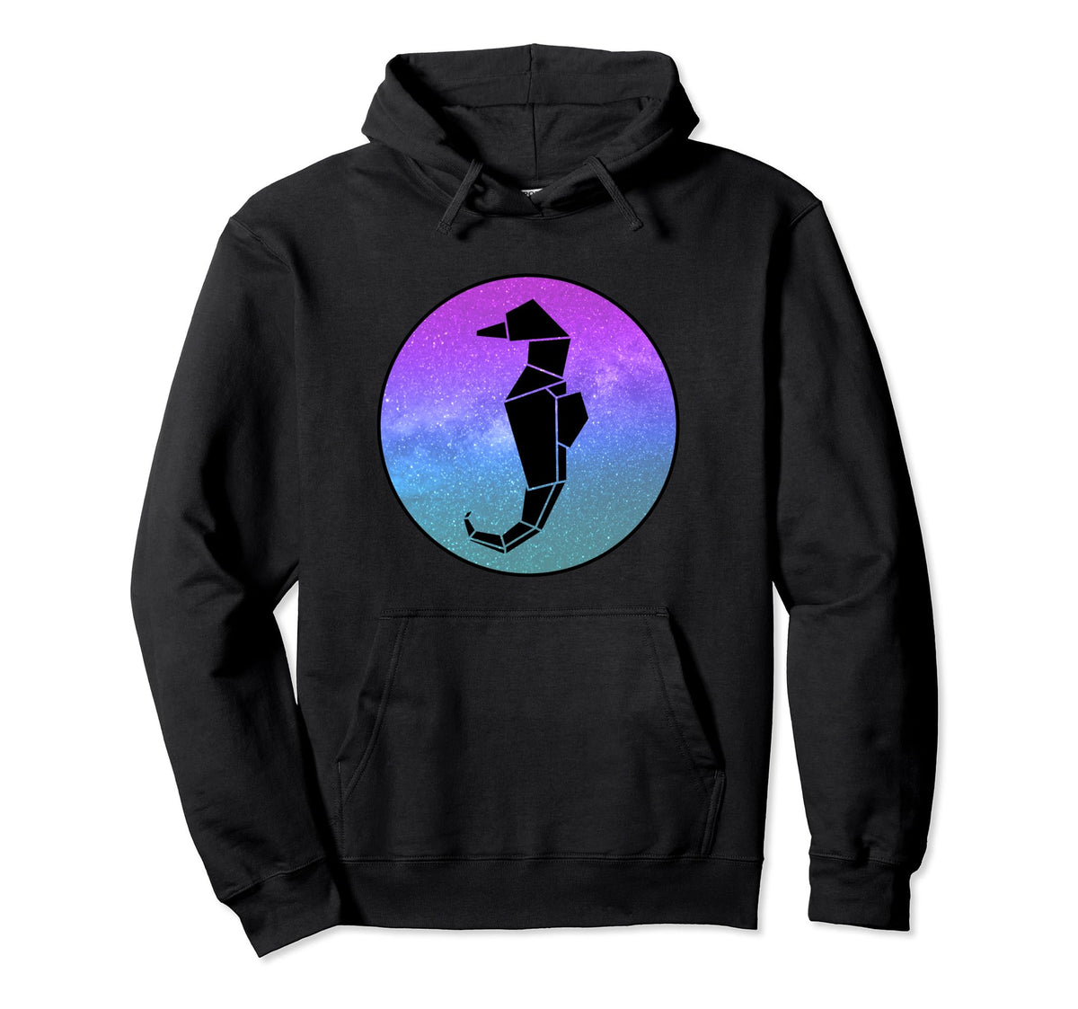 Seahorse Origami Galaxy Vaporwave Hoodie - Fun Novelty Design for Adults