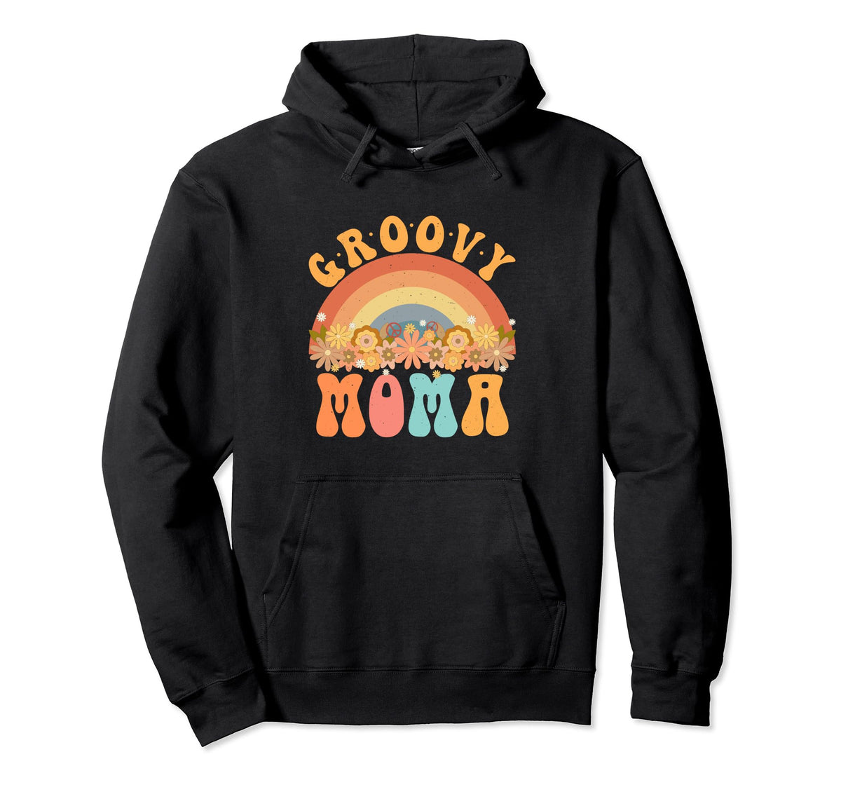 Groovy Moma Rainbow Daisy Flower Gifts Hoodie - Trendy Graphic for Adults
