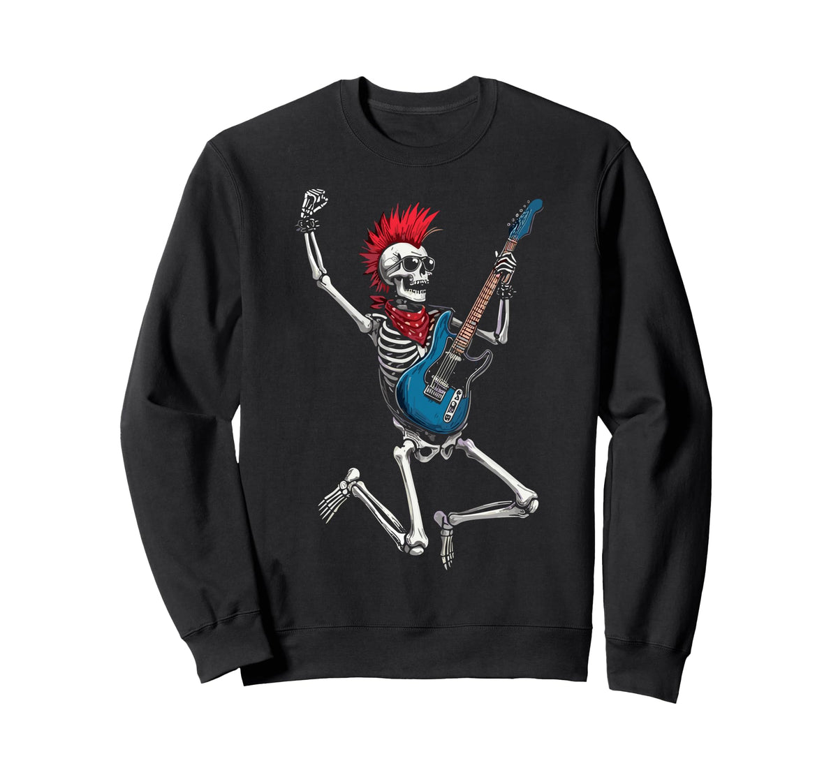 Funny Skeleton Playing Guitar Usa Sweatshirt - Streetwear Style for Adults