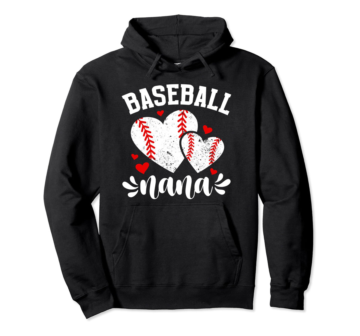 Baseball Nana Hearts Grandma Nana Hoodie - Fun Novelty Design for Adults