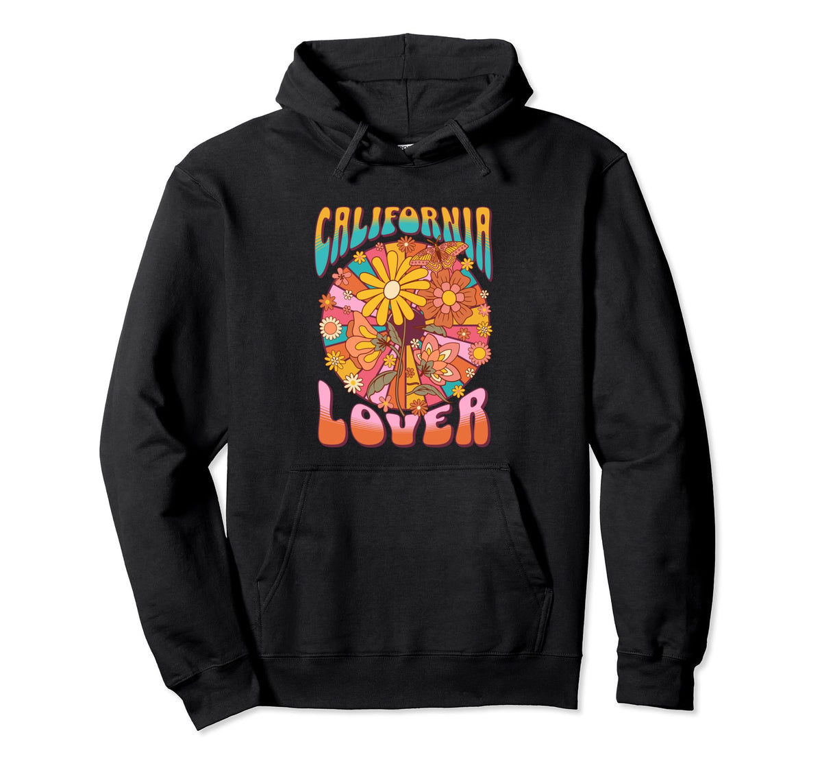 California 60S Floral Hippie Wildflower Hoodie - Novelty Apparel for Adults