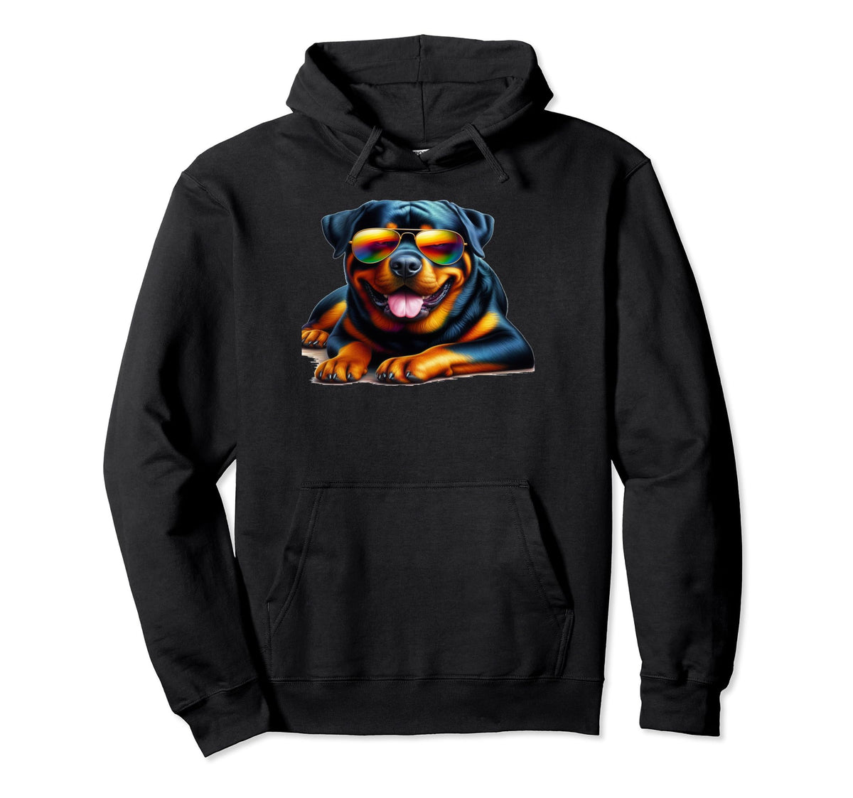 Rottweiler Rainbow Sunglasses Hoodie - Graphic Print for Adults