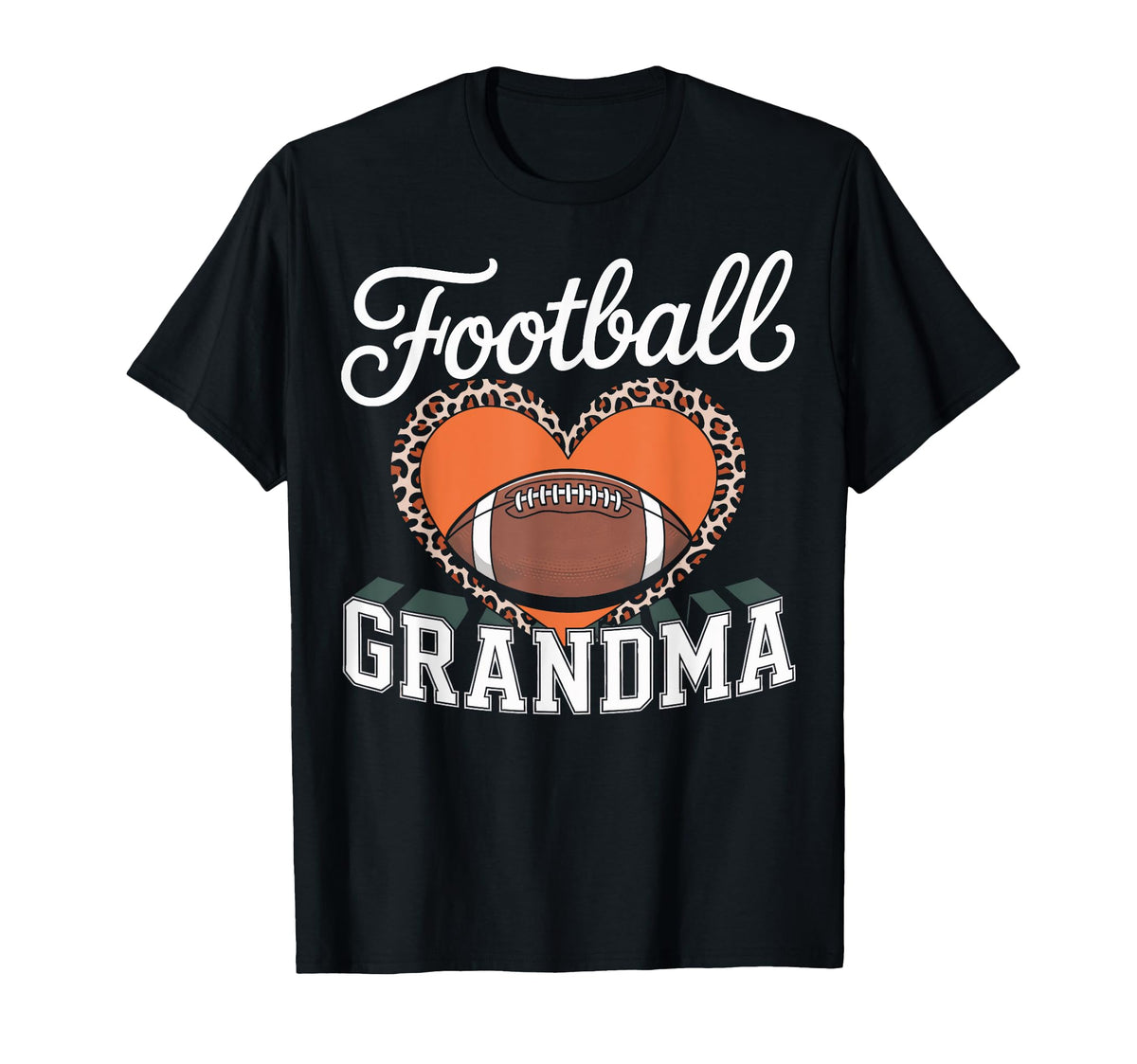 Football Grandma Heart Leopard Soccer Mom T-Shirt - Unique Graphic Unisex