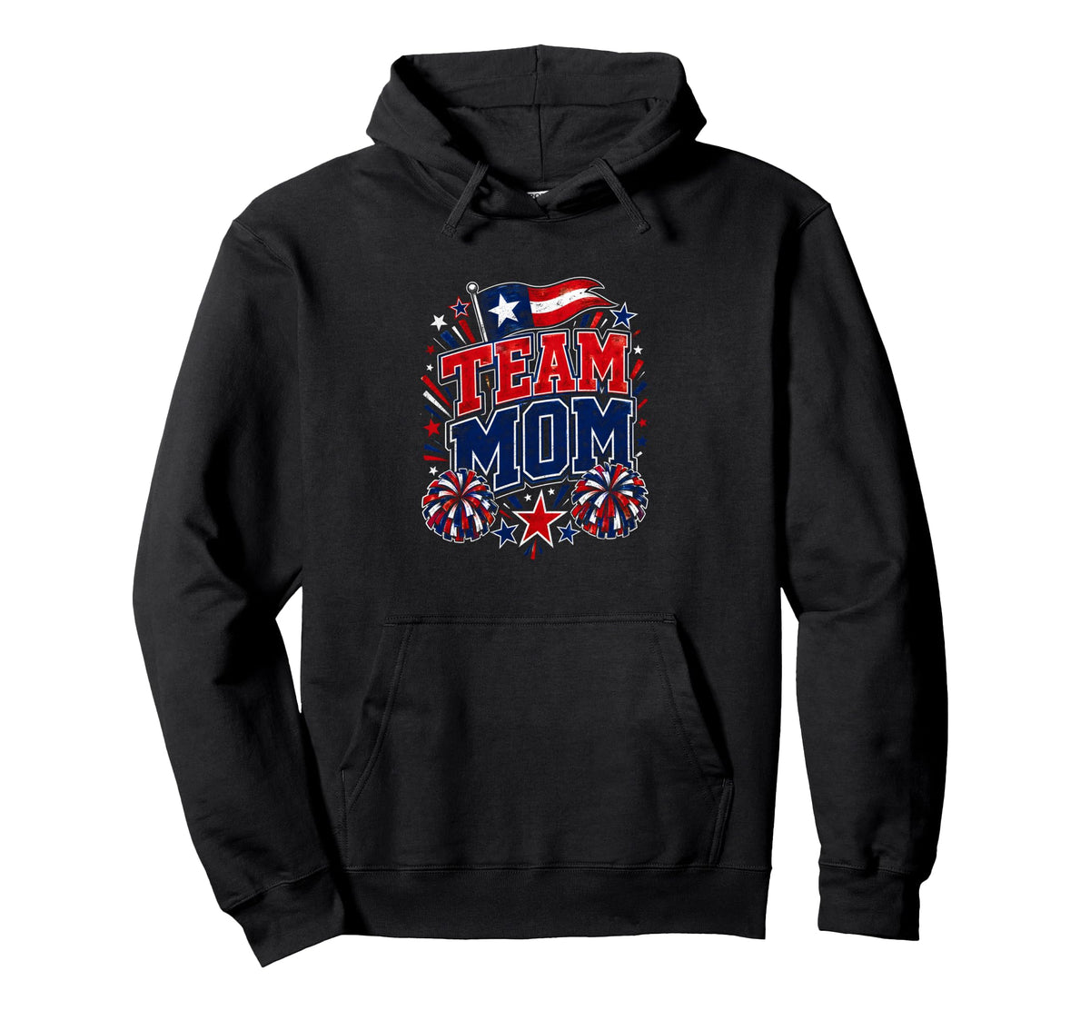 Team Mom Patriotic Mom Sports Pride Hoodie - Unique Graphic Men Women