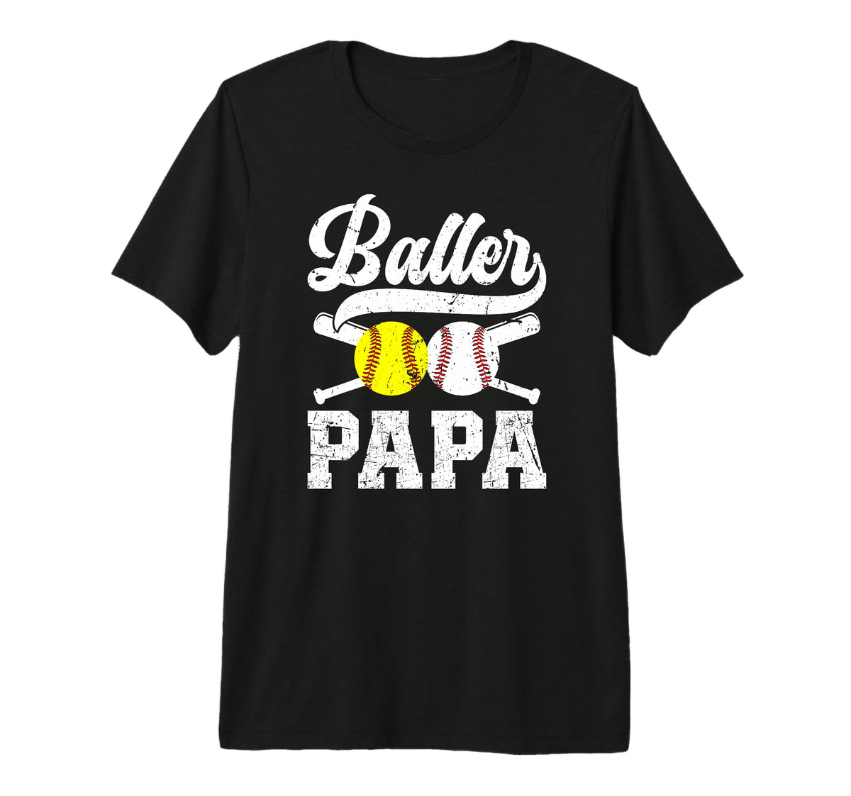 Mens Baller Papa Proud Softball T-Shirt - Aesthetic Graphic Men Women