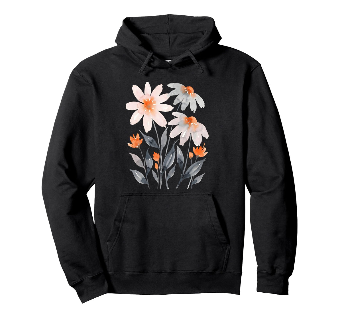 Boho Wildflowers Watercolor Floral Hoodie - Minimalist Print Men Women