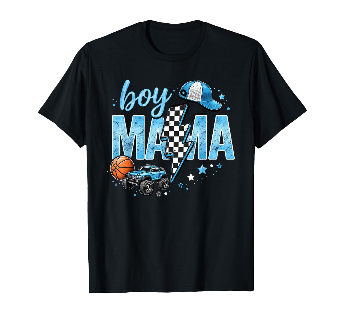 Mama Monster Truck Basketball Lightning T-Shirt - Graphic Print Men Women