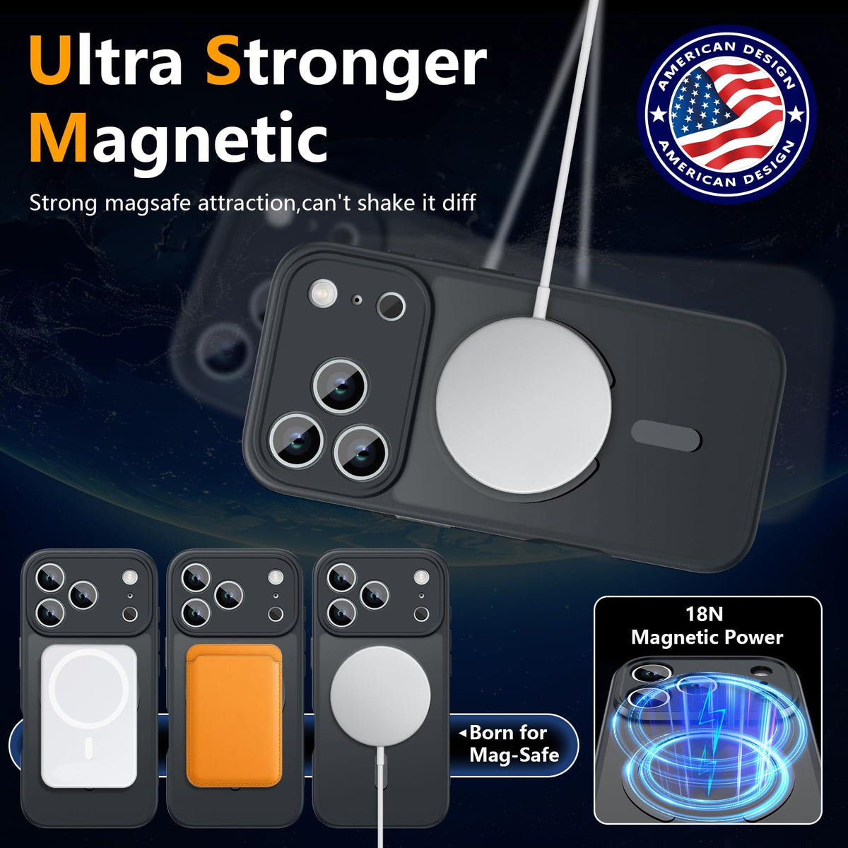 YFEMLAZ Magnetic for iPhone 17 Pro Max Case,with Screen Protectors X2,Full Camera Protection,Compatible with MagSafe,Translucent Matte,Anti-Fingerprint?Shockproof Protective Phone Case,6.9",Black