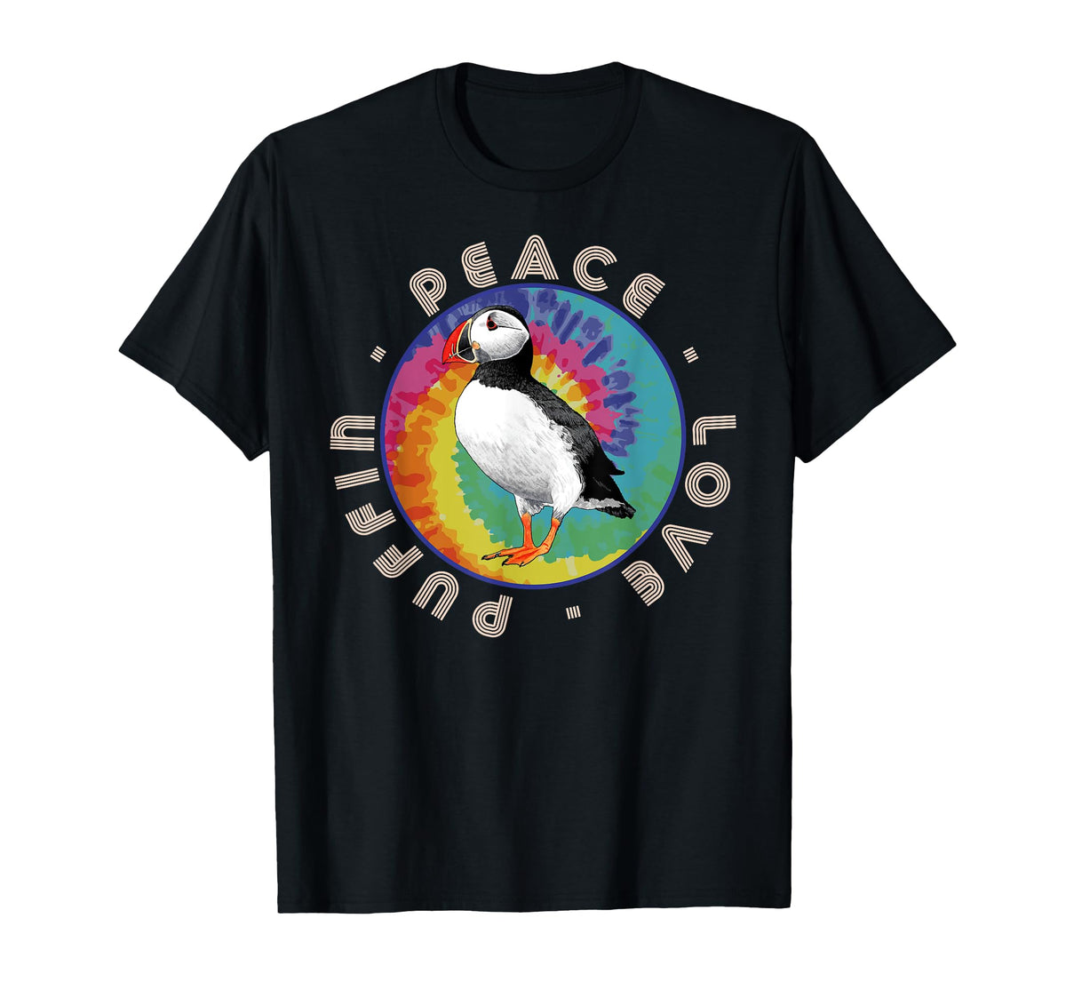 Atlantic Sea Bird Fly Peace Love Puffin T-Shirt - Trendy Graphic for Adults