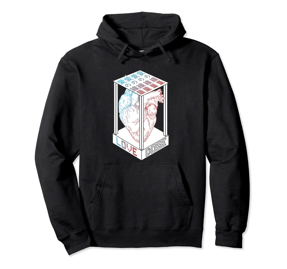 Love Dose Vaporwave Japanese Kanji Hoodie - Trendy Graphic for Adults