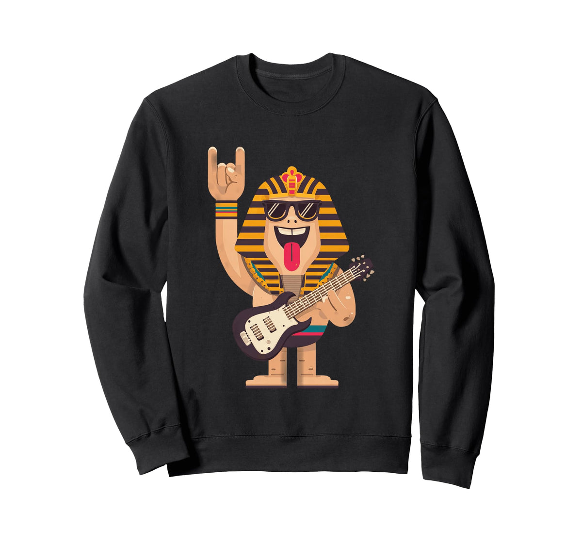Funny Cartoon Pharaoh Rock Music Sweatshirt - Streetwear Style Men Women