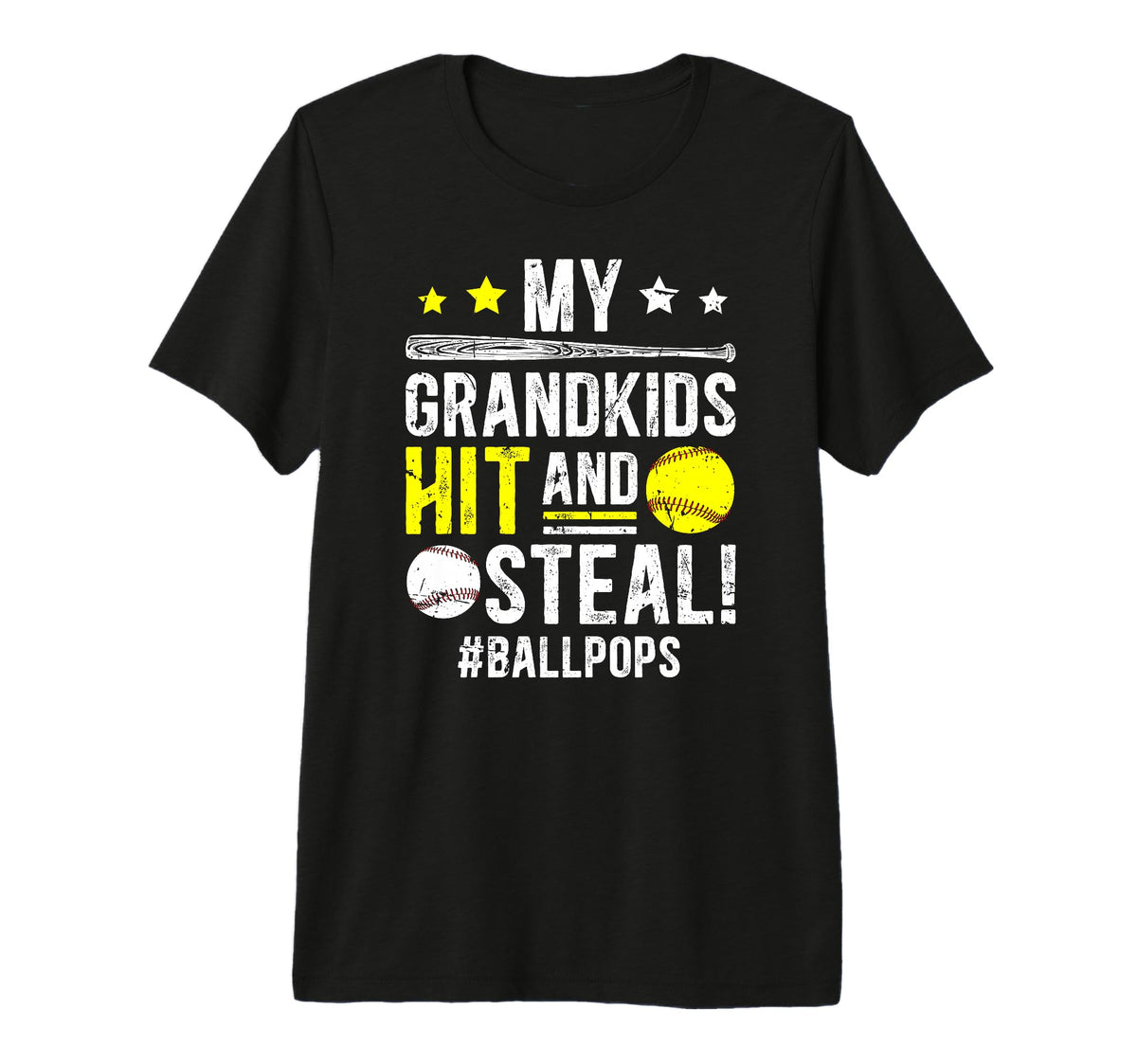 Mens My Grandkids Hit And Steal Ball Pops T-Shirt - Graphic Print Unisex