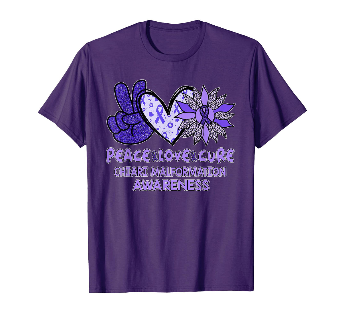 Peace Love Cure Chiari Malformation T-Shirt - Streetwear Style Men Women