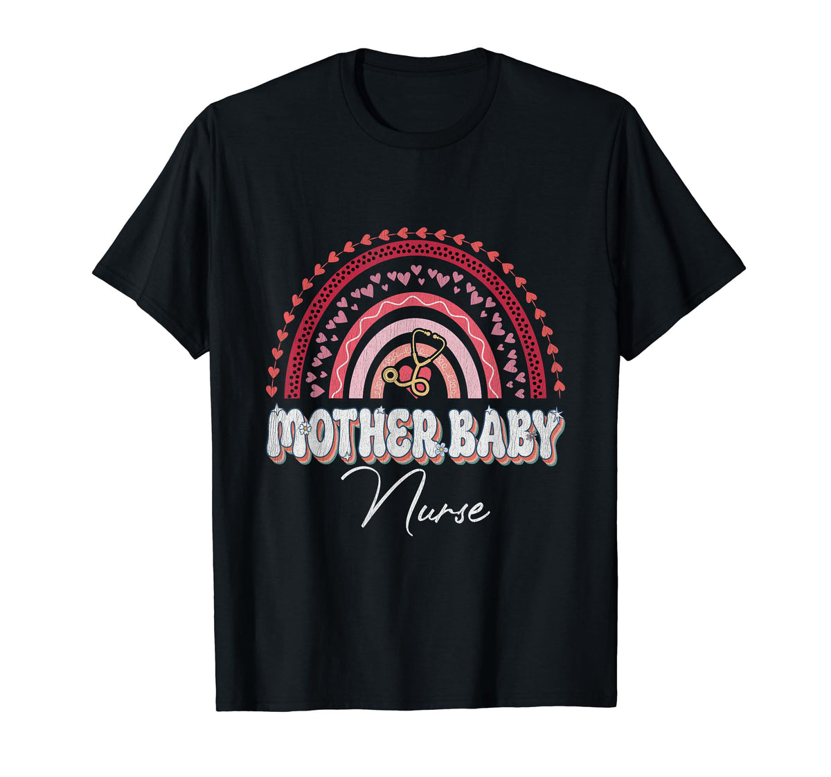 Mother Nurse Rainbow Nursing Flower T-Shirt - Casual Everyday Wear Unisex