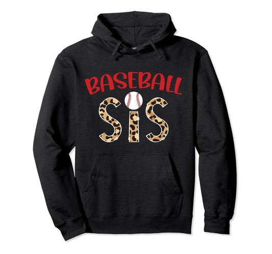 Baseball Sis Leopard Baseball Sister Hoodie - Aesthetic Graphic for Adults