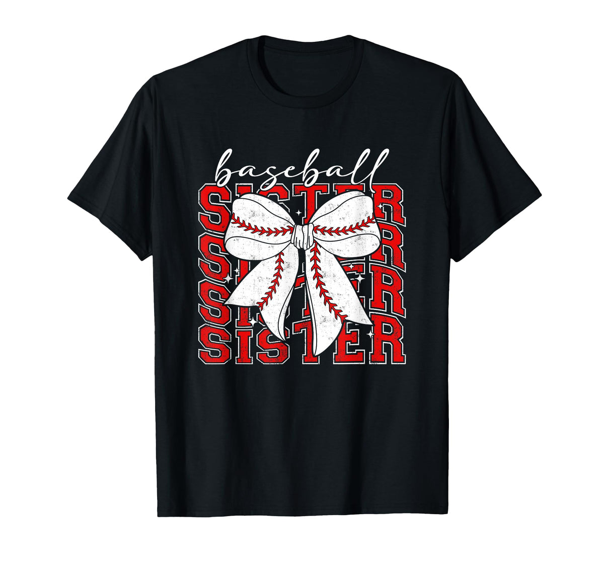 Baseball Sister Coquette Bow Sport T-Shirt - Fun Novelty Design Men Women