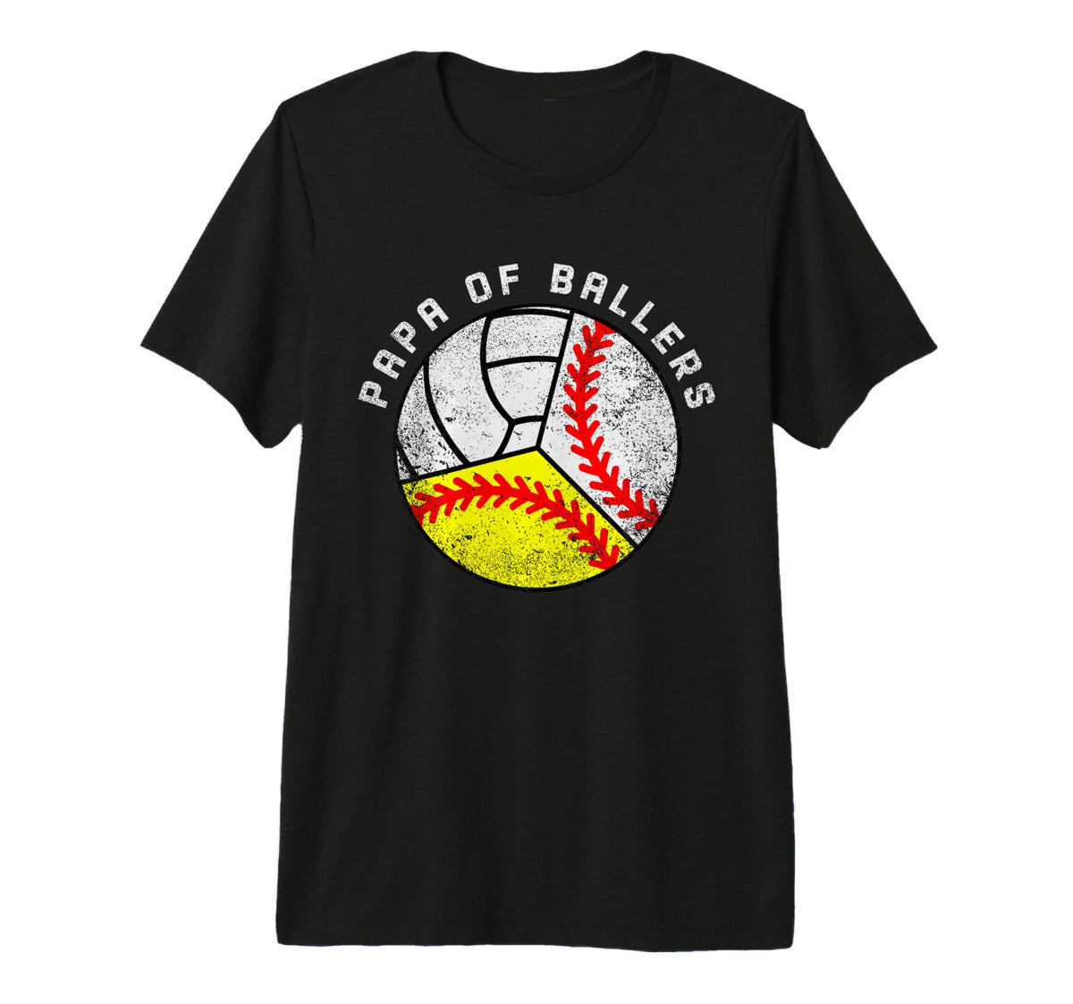 Mens Papa Ballers Funny Baseball T-Shirt - Custom Art Print Men Women