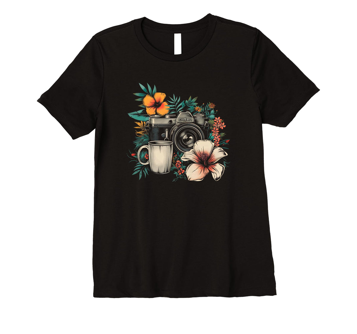 Womens Photographer Coffee Camera T-Shirt - Minimalist Print Unisex