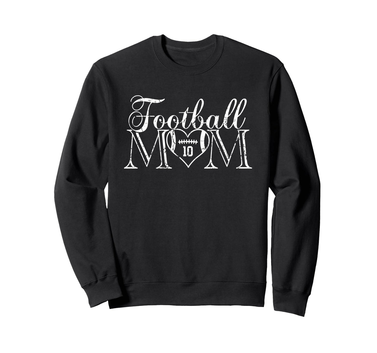 Football Mom Number 10 Football Heart 10 Sweatshirt - Graphic Print Unisex