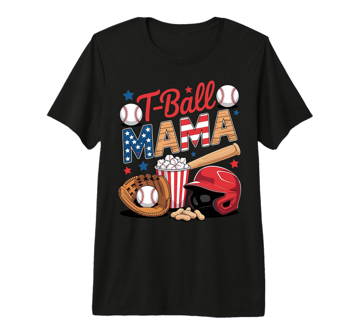 T Ball Mama Baseball Mom Game Sports T-Shirt - Custom Art Print for Adults