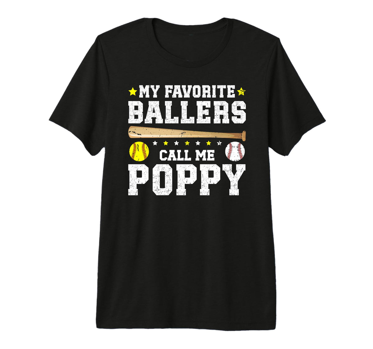 Mens My Favorite Ballers Call Me Poppy T-Shirt - Unique Graphic for Adults
