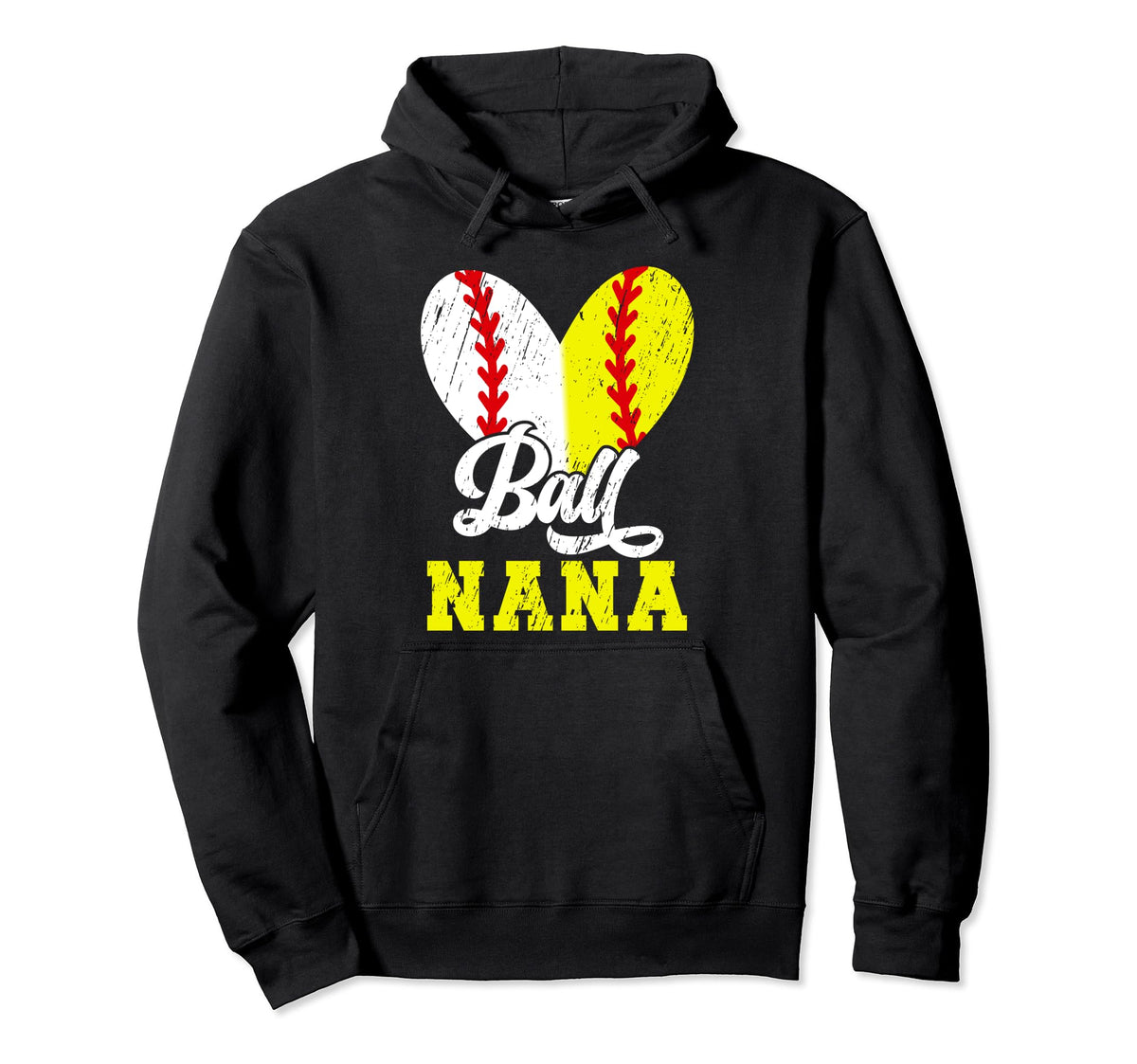 Ball Nana Heart Softball Baseball Nana Hoodie - Aesthetic Graphic Unisex