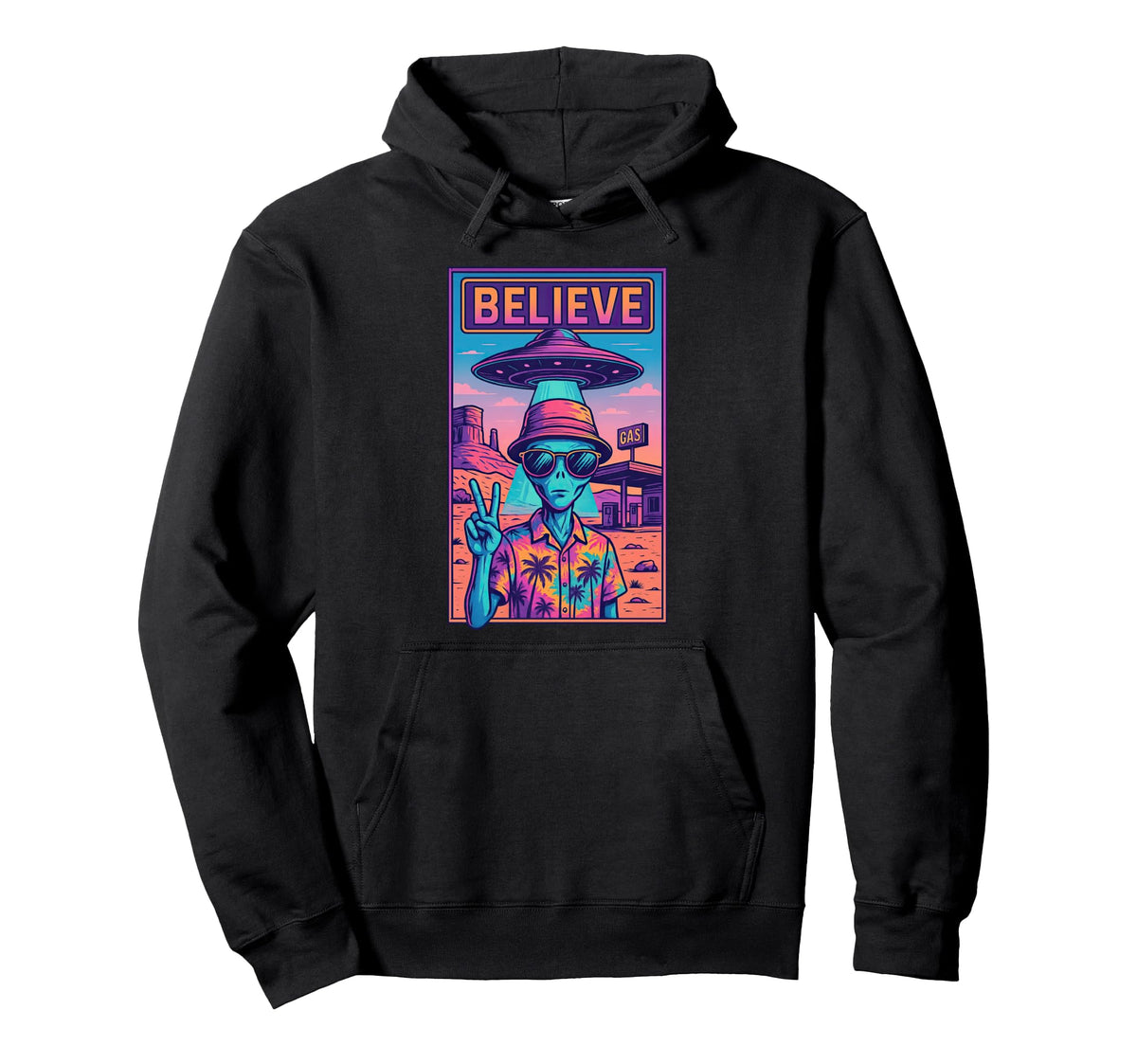 Funny Hippie Alien Peace Sign Traveler Hoodie - Unique Graphic Men Women