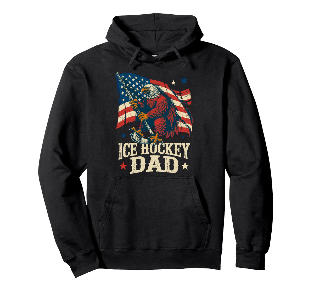 Ice Hockey American Flag Ice Hockey Dad Hoodie - Trendy Graphic for Adults