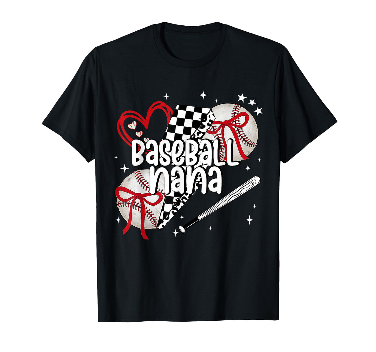Baseball Nana Heart Grandma Gigi T-Shirt - Custom Art Print Men Women