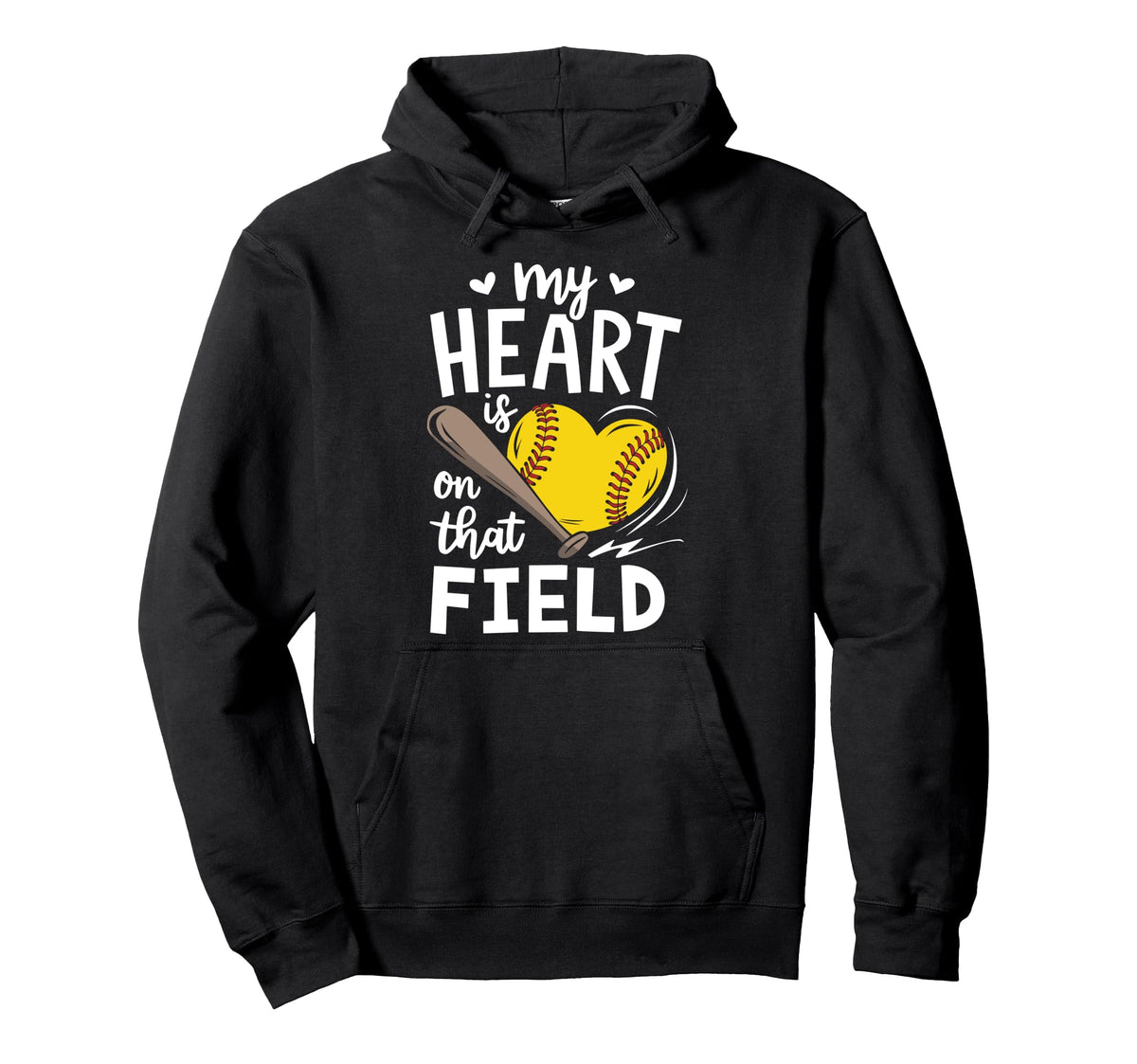 My Heart Is That Field Softball Mom Grandma Hoodie - Trendy Graphic Unisex