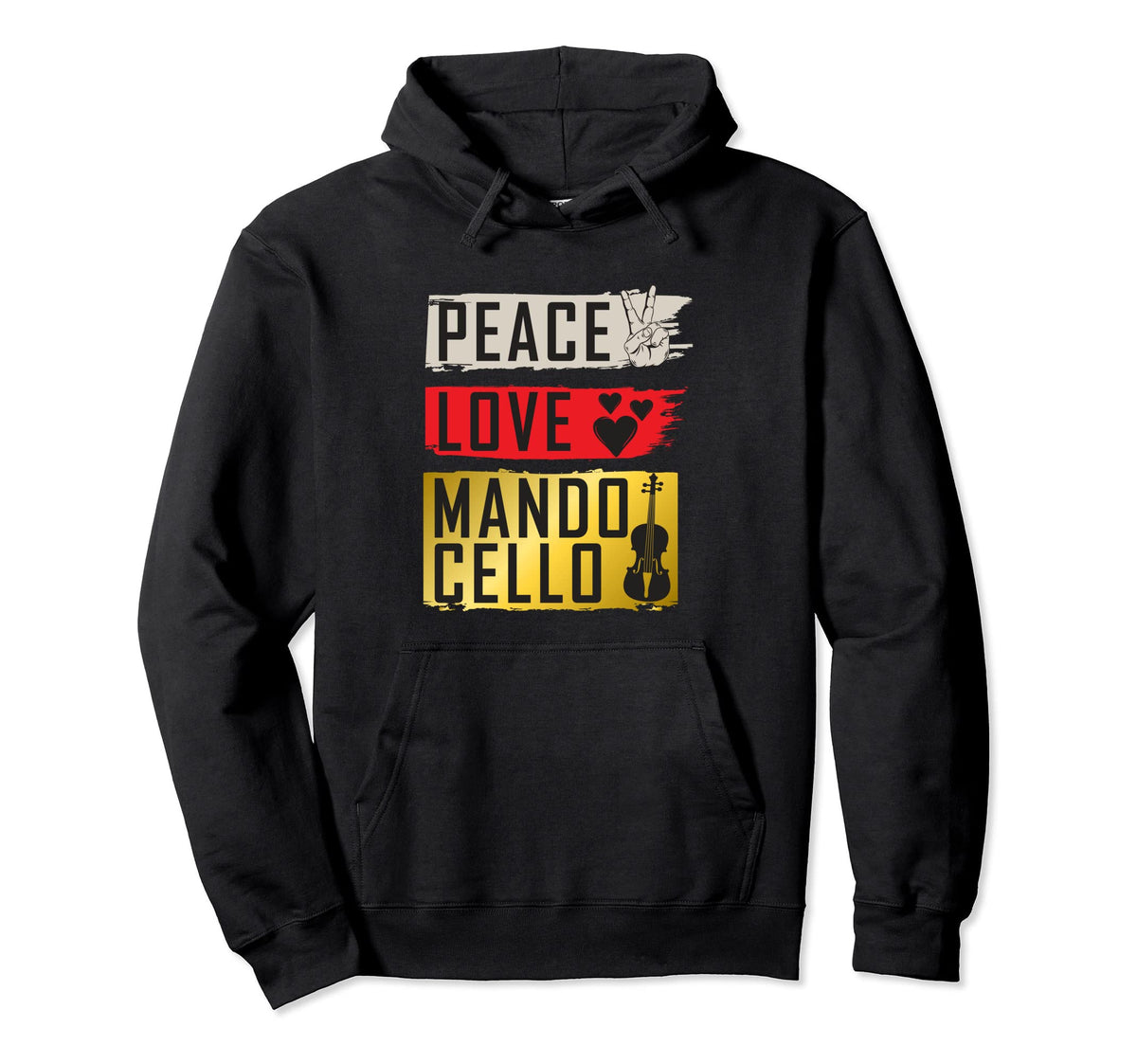 Peace Love Mandocello Instrument Music Hoodie - Novelty Apparel Men Women