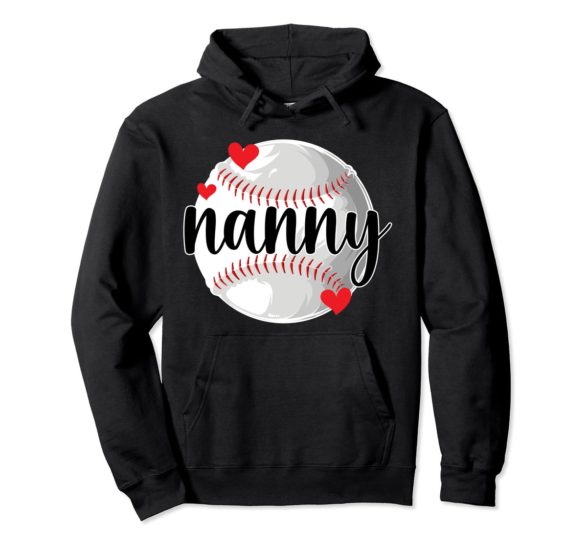 Baseball Nanny Grandma Proud Nanny Hoodie - Custom Art Print for Adults