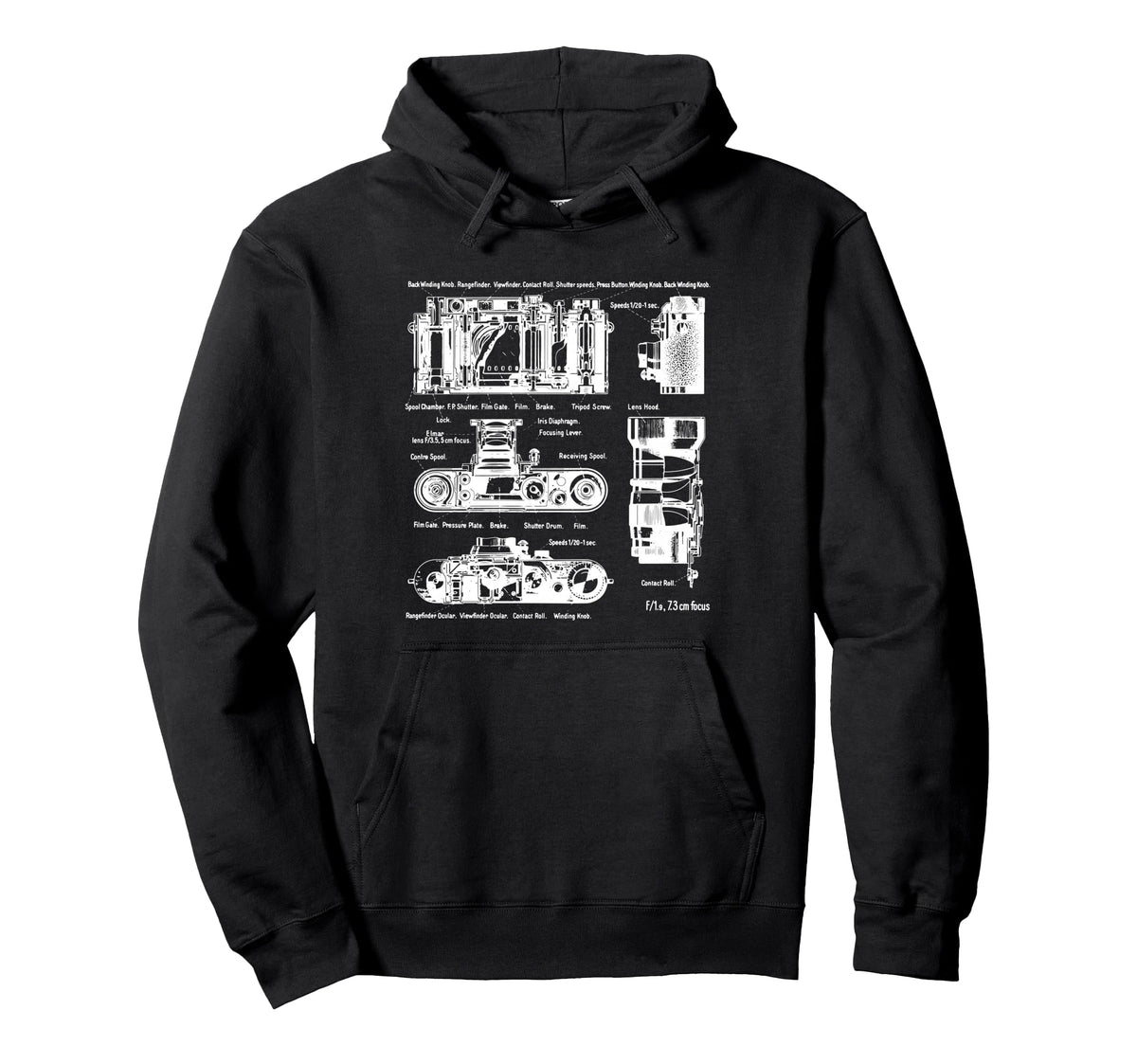 Low Aperture F1 9 Film Camera Diagram Hoodie - Unique Graphic Men Women